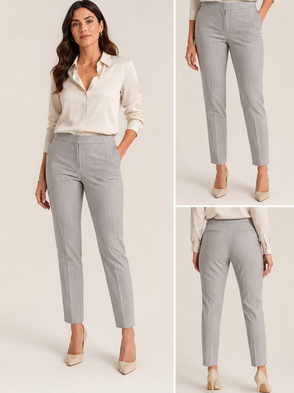 Reiss Light Gray Pinstripe Women's Trousers